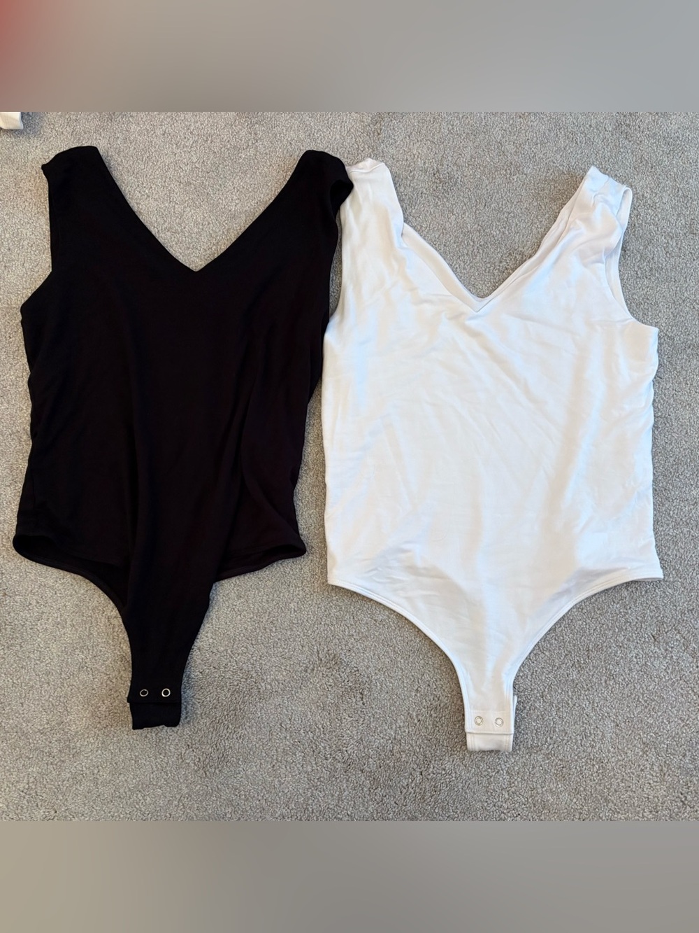 Classic V-Neck Cotton Bodysuit - Black & White